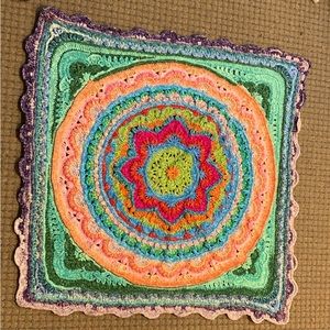 Crochet throw blanket.